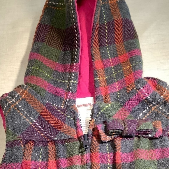 GYMBOREE “Fall Leaves & Flowers” quilted plaid vest with hood. 12-24 months. - Picture 3 of 6